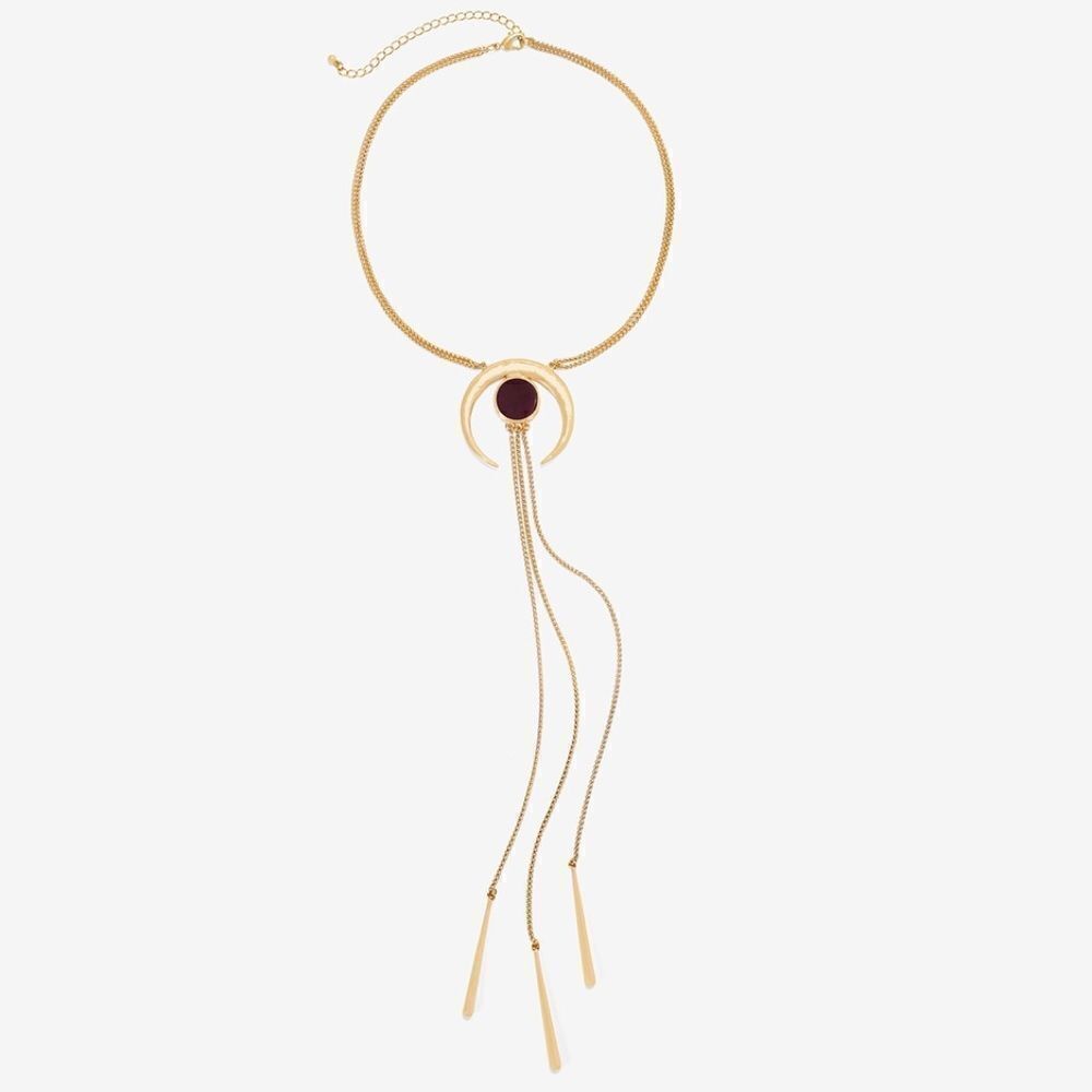 Nwt White House Black Market Crescent Pendant Y-Necklace Moon